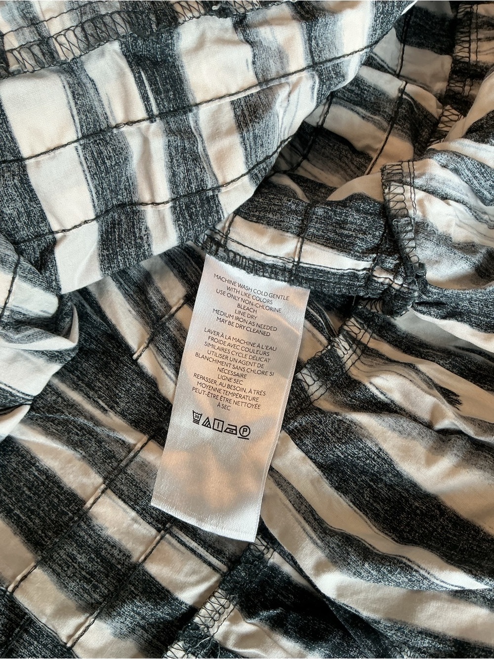 Anthropologie XS Black White Stripe Maxi Dress Cotton Pockets - Picture 11 of 13
